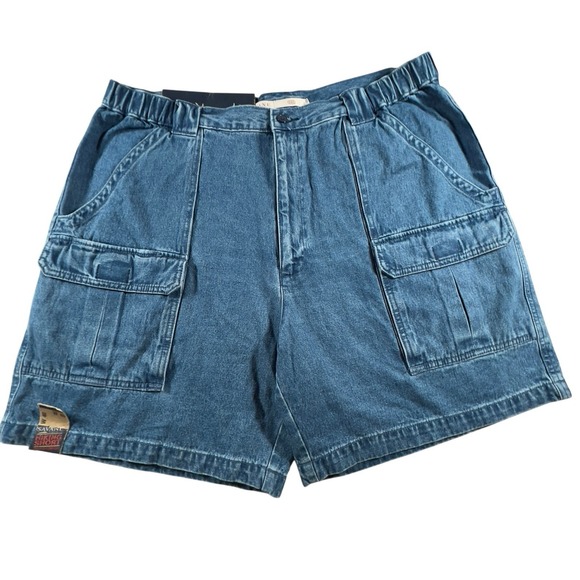 Savane Denim Cargo 7" Jean Shorts 40W Blue Outdoor‎ Hiking Utility Cabincore NEW - Picture 1 of 11